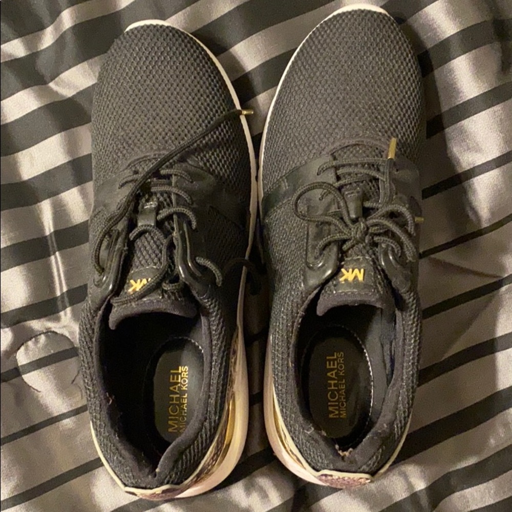 Michael Kors mesh sneakers w gold trim NEVER WORN